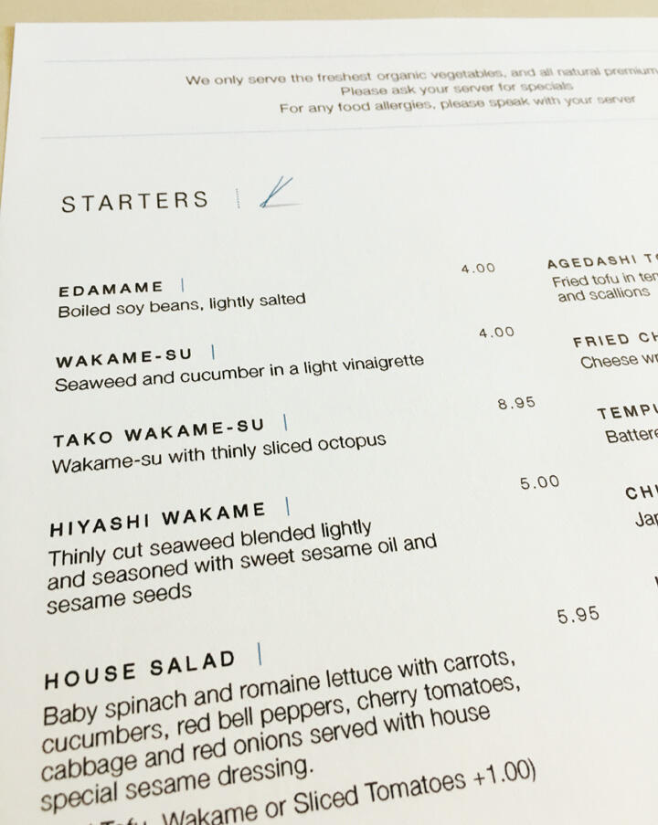Ryoko's menu