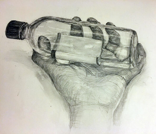 Hand and bottle